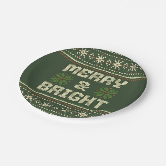 明るいメリークリスマスセーター北欧ニット ペーパープレート (アングル)