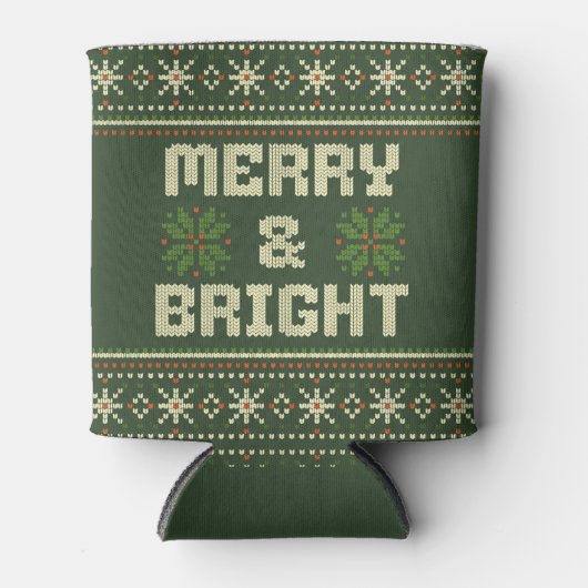 明るいメリークリスマスセーター北欧ニット 缶クーラー (正面)