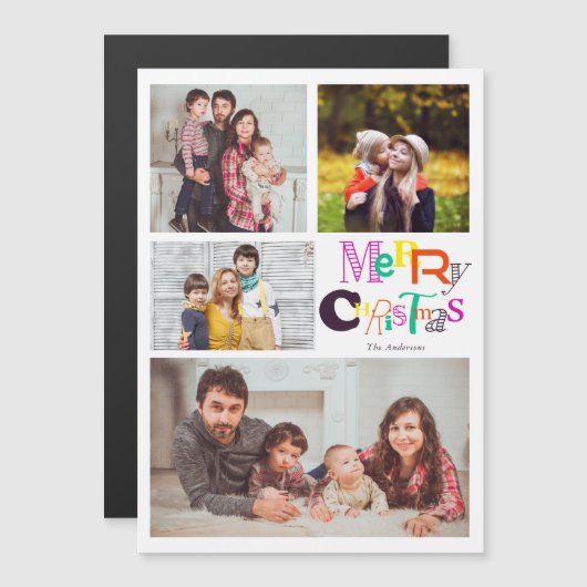 明るいメリークリスマスタイポグラフィ4フォトコラージュ (正面/裏面)