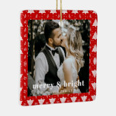 明るいメリークリスマスツリーカップルの写真は赤 セラミックオーナメント (右)