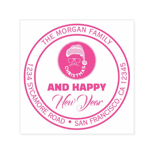 明るいメリークリスマスパーティー差出人住所 セルフインキングスタンプ (デザイン)