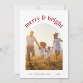 明るいメリークリスマスファミリーアーチ写真 シーズンカード (正面)