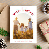 明るいメリークリスマスファミリーアーチ写真 シーズンカード