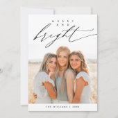 明るいメリークリスマスファミリーフォトレイオーバー シーズンカード (正面)