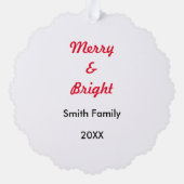 明るいメリークリスマスフォトベビーキッドカスタムかわいい オーナメントカード (裏面)