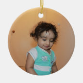 明るいメリークリスマスフォトベビーキッドカスタムかわいい セラミックオーナメント (正面)