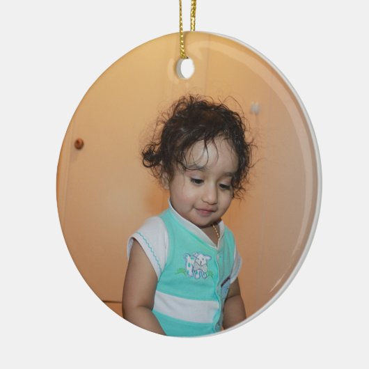 明るいメリークリスマスフォトベビーキッドカスタムかわいい セラミックオーナメント (左)