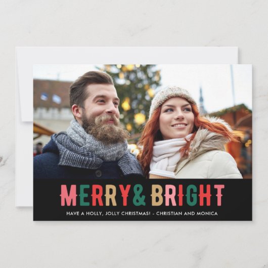 明るいメリークリスマスプレッドフォトカップル シーズンカード (正面)