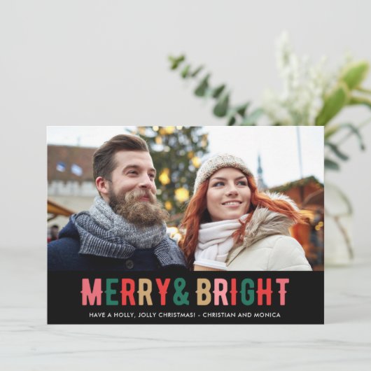 明るいメリークリスマスプレッドフォトカップル シーズンカード (スタンド正面)