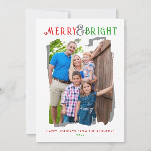 明るいメリークリスマスプレド家族の写真 シーズンカード (正面)