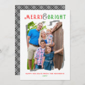 明るいメリークリスマスプレド家族の写真 シーズンカード (正面/裏面)