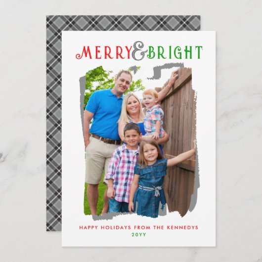 明るいメリークリスマスプレド家族の写真 シーズンカード (正面/裏面)