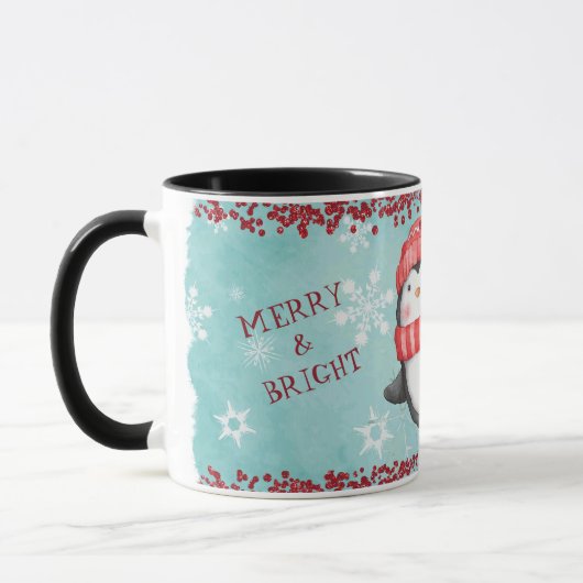 明るいメリークリスマスペンギンの子供たち マグカップ (左)