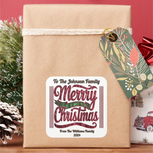 明るいメリークリスマスホリデーステッカー スクエアシール (クリスマス)