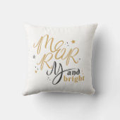 明るいメリークリスマスホリデーママ金ゴールド クッション (裏面)