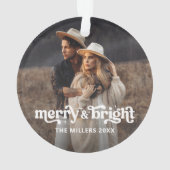 明るいメリークリスマスモダンカップルの写真 オーナメント (裏面)