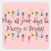 明るいメリークリスマスライトのステッカー スクエアシール (正面)