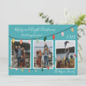 明るいメリークリスマスライトのターコイズ写真 シーズンカード (スタンド正面)