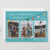 明るいメリークリスマスライトのターコイズ写真 シーズンカード (正面)