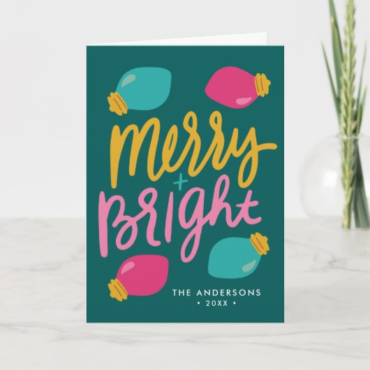 明るいメリークリスマスライトの写真なし シーズンカード (正面)