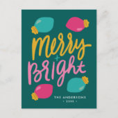 明るいメリークリスマスライトの写真なし シーズンポストカード (正面)
