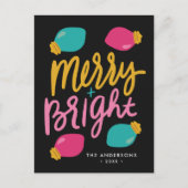 明るいメリークリスマスライトの写真なし シーズンポストカード (正面)