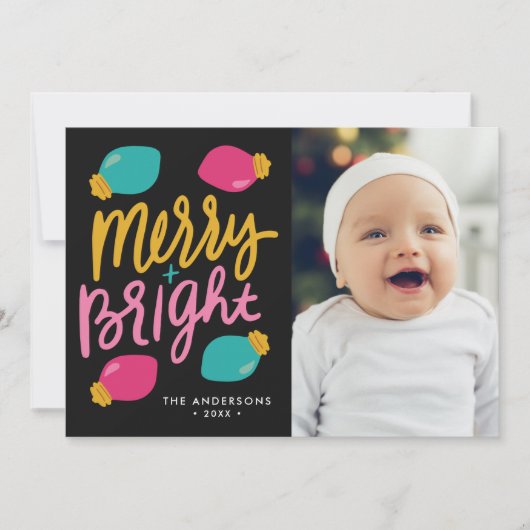 明るいメリークリスマスライトの写真 シーズンカード (正面)