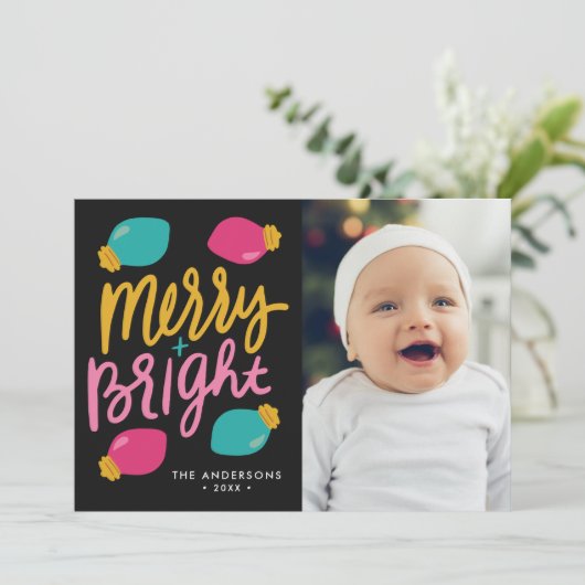 明るいメリークリスマスライトの写真 シーズンカード (スタンド正面)