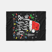 明るいメリークリスマスライトクリスマスウォム男性へ フリースブランケット (正面(横))