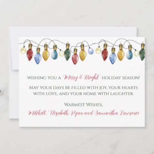 明るいメリークリスマスライトホリデーカード シーズンカード (正面)