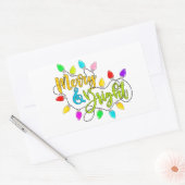 明るいメリークリスマスライト長方形ステッカー 長方形シール (封筒)