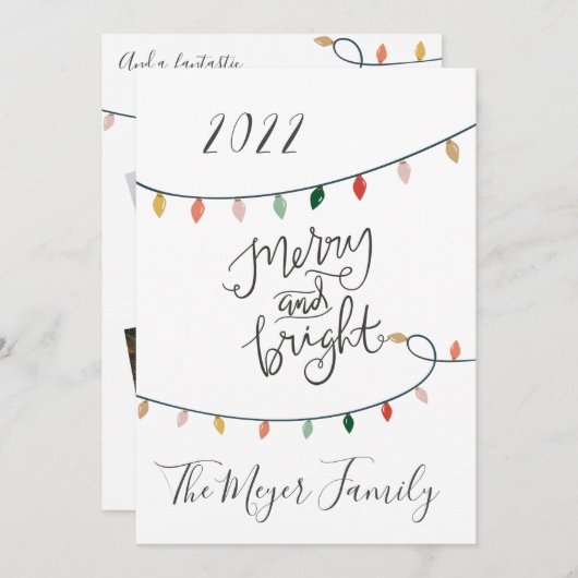 明るいメリークリスマスライト4枚の写真 シーズンカード (正面/裏面)