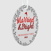 明るいメリークリスマスリースの家族の写真 オーナメント (正面)