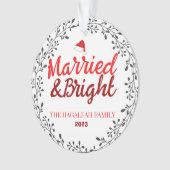 明るいメリークリスマスリースの家族の写真 オーナメント (正面)