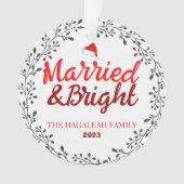 明るいメリークリスマスリースの家族の写真 オーナメント (正面)