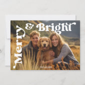 明るいメリークリスマスレトロタイポグラフィ写真 シーズンカード (正面)