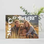 明るいメリークリスマスレトロタイポグラフィ写真 シーズンカード (スタンド正面)