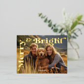 明るいメリークリスマスレトロタイポグラフィ写真 箔シーズンポストカード (立ち正面)