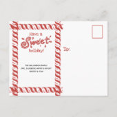 明るいメリークリスマス写真キャンディケインレッド白 シーズンポストカード (裏面)