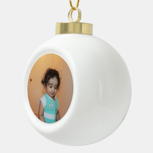 明るいメリークリスマス写真ベビーキッズファミリーカワイイ セラミックボールオーナメント (右)