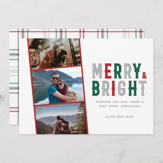 明るいメリークリスマス写真新婚カップル シーズンカード (正面/裏面)