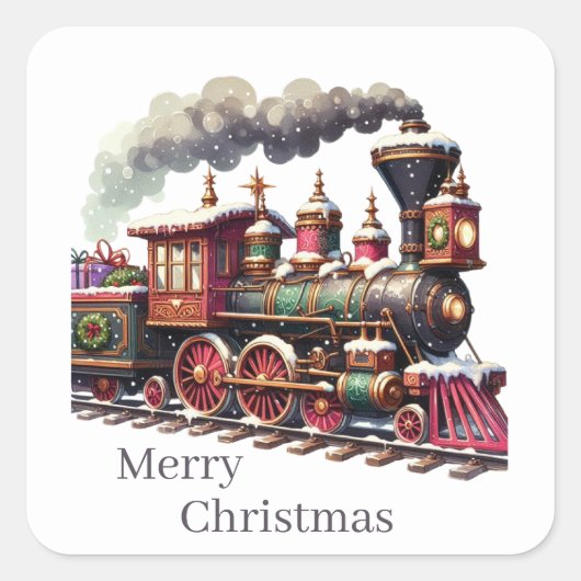 明るいメリークリスマス列車 スクエアシール (正面)