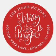 明るいメリークリスマス名差出人住所ラベル