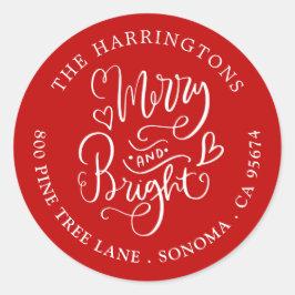 明るいメリークリスマス名差出人住所ラベル ラウンドシール