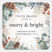明るいメリークリスマス・キャンドルのシール スクエアシール (正面)