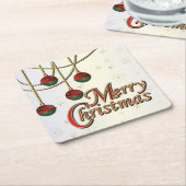明るいメリークリスマス スクエアペーパーコースター (アングル)