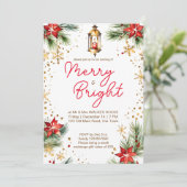 明るいメリークリスマス・ディナー・パーティー・ランタン 招待状 (スタンド正面)