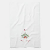 明るいメリークリスマス・ホリデー・グリーン キッチンタオル (縦)