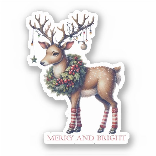 明るいメリークリスマス・ホリデー・ビニール・ステッカー シール (正面)