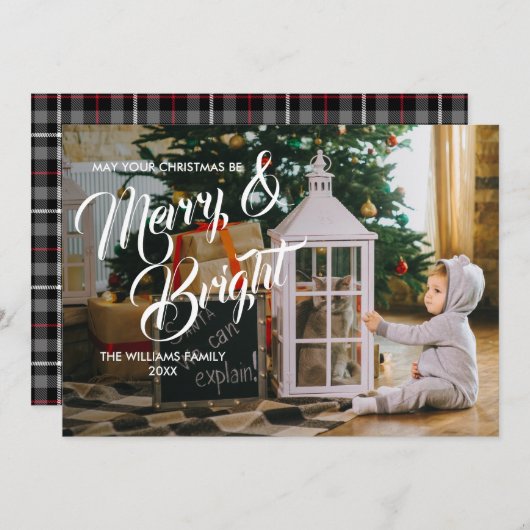 明るいメリークリスマス・ホリデー・フォト・カード 招待状 (正面/裏面)
